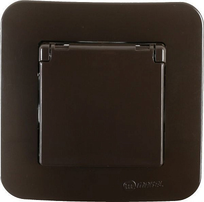 Розетка с заземлением Makel Lillium Natural с крышкой коричневый