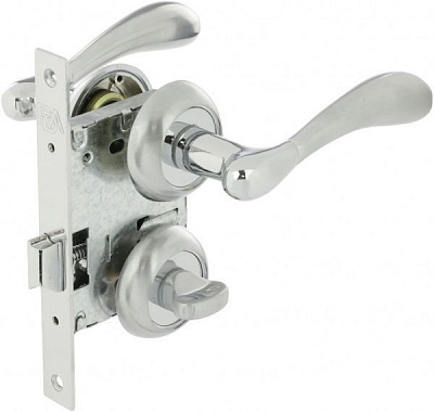 Замок врізний з ручками  RDA Imola WC 70 мм хром/