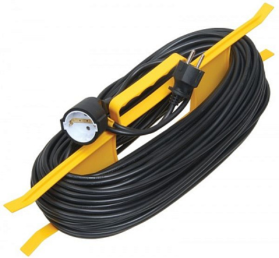 Удлинитель + мотовило IEK без заземления 1 гн. черный/желтый 10 м WKF20-06-01-10 