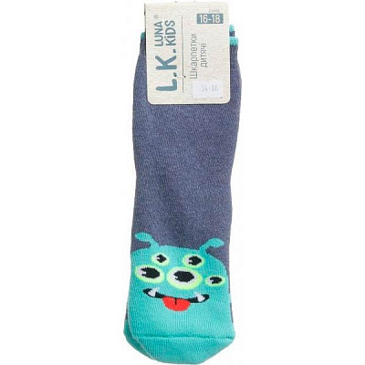 Носки детские Luna Kids № 6. Монстр 331009 р.18–20 темно-синий с бирюзовым