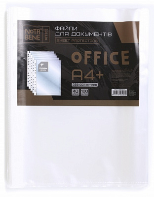 Файл для документов Office А4+ 40 мкм 100 шт. глянец Nota Bene