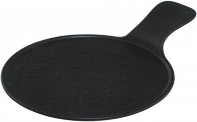 Блюдо круглое с ручкой Lavastone Black 29,5x22 см 