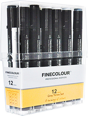 Набор двусторонних маркеров FINECOLOUR Brush Gray SET 12 EF103-HS12 разноцветный 