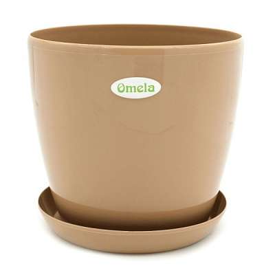 Горщик пластиковий Омела Глянець 0,8 літра круглий какао