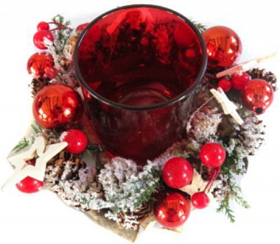 Вінок-свічник з шишками, кульками та зірками d160 мм EPI-F16X0813