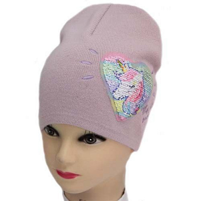 Шапка для дівчаток Kraft+ 2065 р.50-52 бузковий із рожевим 2065