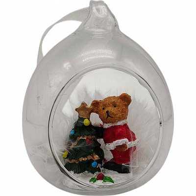 Шар стеклянный Zhongyang Economic с сантой/медвежонком снеговиком в ассортименте d 60 мм белый ZY13966