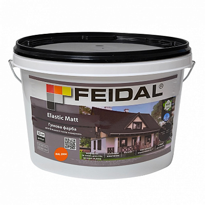 Фарба гумова водоемульсійна Feidal Elastic Matt Ral 2004 мат помаранчевий 3,5кг