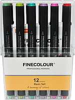 Набор маркеров текстовых FINECOLOUR Brush Basic SET 12 цветов EF103-TB12 разноцветный 