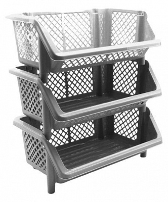 Етажерка універсальна 3-секційна 670х590х380 мм сірий