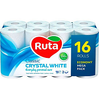 Туалетная бумага Ruta Classic Crestal White двухслойная 16 шт.