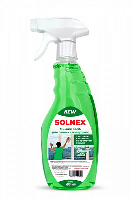 Засіб миючий для скла та дзеркал SOLNEX з оцтовою кислотою та ароматом яблука 0,5 л