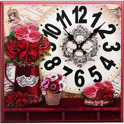 Годинник настінний Confiture червоний 42x42 см