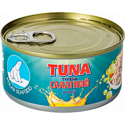 Тунец салатный измельченный в подсолнечном масле 185г POLAR SEAFOOD