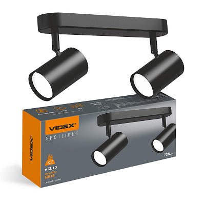 Светильник накладной поворотный Videx 2xGU10 черный 28507