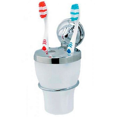 Стакан для зубных щеток EverLoc 10223 на присосках d 53 мм 