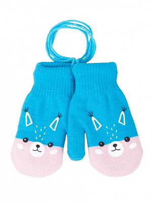 Варежки YO! Белочка р.16 голубойрозовый 