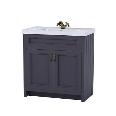 Тумба підлогова Aqua Rodos WATERFORD з умивальником FRAME 80 см антрацит