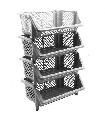 Этажерка универсальная 4-секционная 890х590х380 мм серый