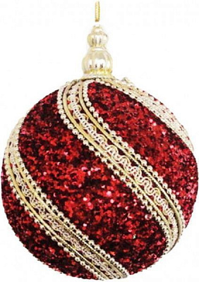 Куля пінопластова Завиток з присипкою 10 см червоний із золотим