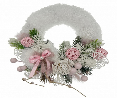 Вінок новорічний № 6 з хутром d150 мм