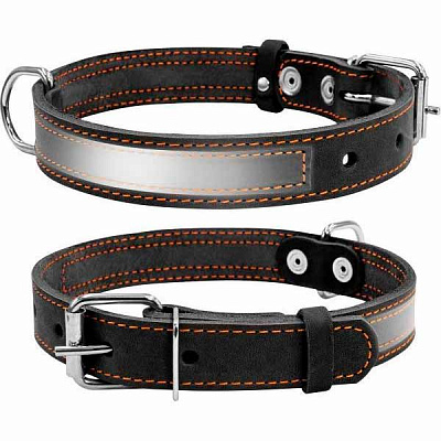 Ошейник Collar со светоотражающей лентой 2,5х38-50 см черный