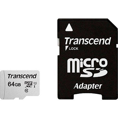 Карта пам'яті Transcend microSDXC 64 ГБ UHS Speed Class 1 (U1)Class 10 (TS64GUSD300S-A)