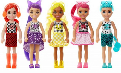 Лялька Barbie Челсі та друзі Кольорове перевтілення серія Монохромні образи