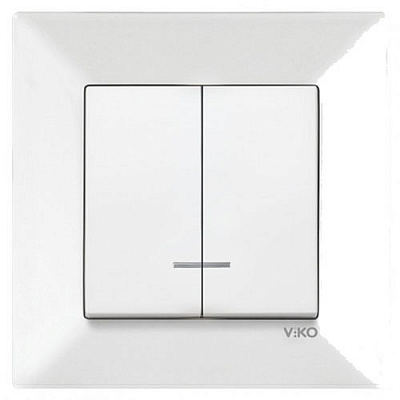 Вимикач кнопковий двоклавішний Viko Meridian з підсвіткою білий 90970050-WH