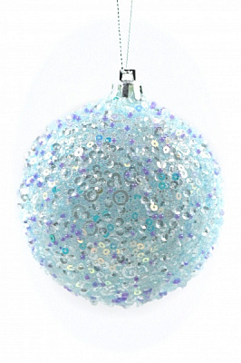 Шар новогодний Фейерверк 100 мм голубой 8487