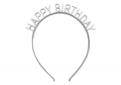 Обруч Happy Birthday серебристый Maxi