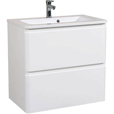 Тумба подвесная Aqua Rodos Акцент с умывальником Альфа 80 см Белый