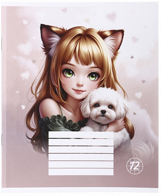 Зошит шкільний Cat girl_25 12 аркушів у клітинку Nota Bene