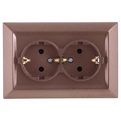 Розетка подвійна UP! (Underprice) Vesta коричневий