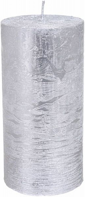 Свеча Цилиндр металлик серебро 12 см ESTE