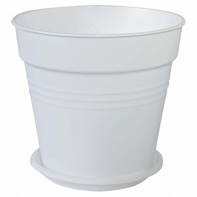 Вазон пластиковый Глория с подставкой 14,5х14 см круглый белый 1,6 л Алеана