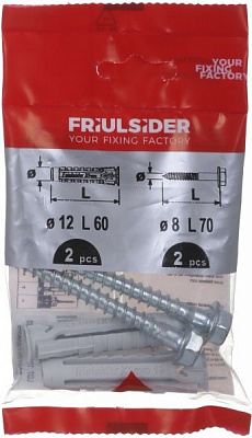 Дюбель універсальний із гвинтом для дерева 12x60 мм 2 шт. Friulsider