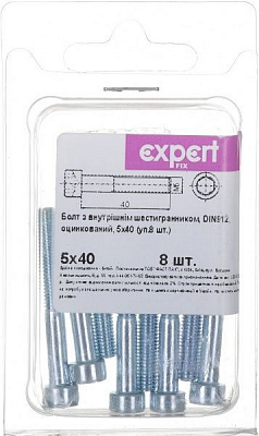 Болт метричний DIN912 5x40 мм 8 шт. Expert Fix