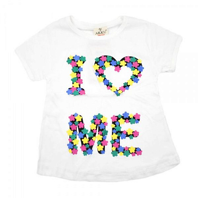 Футболка для девочек AKKU цветочки р.128 белый 