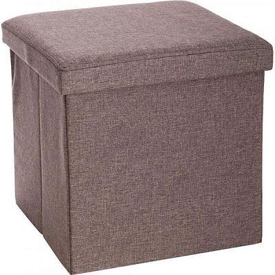Ящик-пуф складной текстильный коричневый 380x380x380 мм