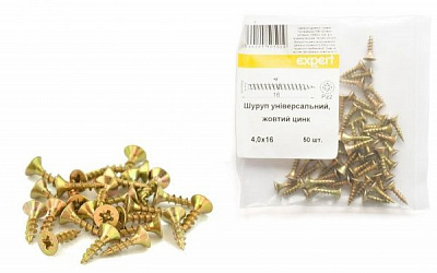 Шуруп універсальний потайна головка ЦЖ 4x16 мм 50 шт. жовтий Expert Fix