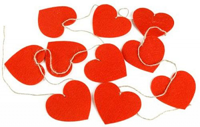 Декоративная гирлянда Сердца из фетра красные 100 см 
