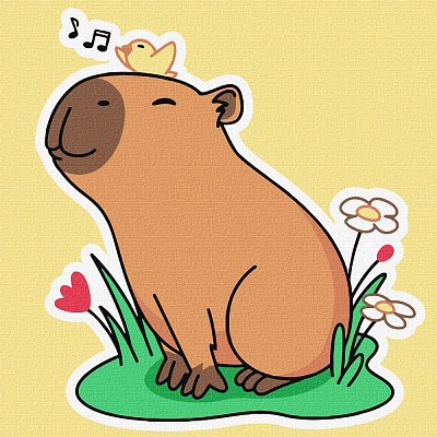 Картина по номерам Капибара слушает пение птиц ©art_selena_ua Ideyka