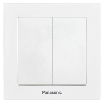 Выключатель двухклавишный Panasonic Karre Plus 55 без подсветки белый WDTC90092WH-UA1