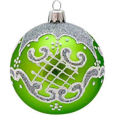 Шарик новогодний 4893-2 зеленое яблоко 80 мм