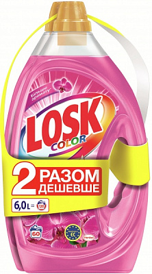 Гель для машинного та ручного прання Losk Колор Ароматерапія Малайзійські квіти 3 л + 3 л