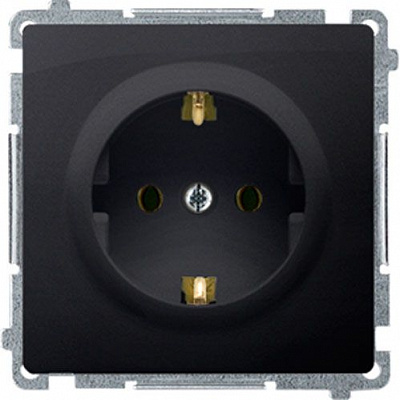 Розетка із заземленням Simon Basic без шторок матовий графіт BMGSz1.01/28