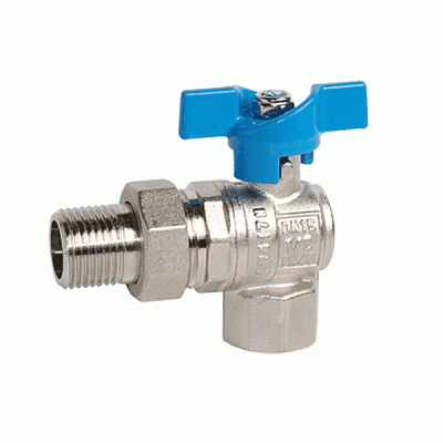 Кран з американкою кутовий Gross Optimal ДУ15 1/2 В-З метелик синій