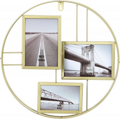 Коллаж Круг золотистый на 3 фото 13х18/10x15/18x13 см 