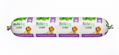 Корм вологий Для молодих та дорослих собак для усіх порід Richi Dog салямі з печінкою та рисом